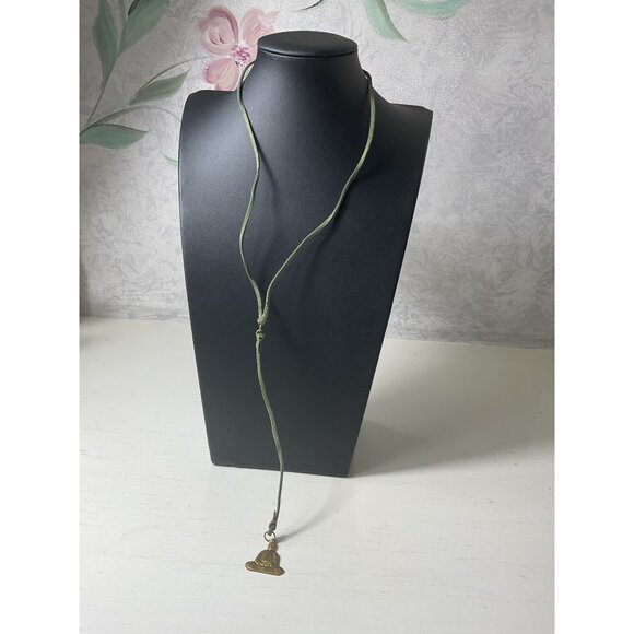 Unbranded Jewelry - Buddha Pendant Necklace With Olive Green Suede Cord & Brass Clasp